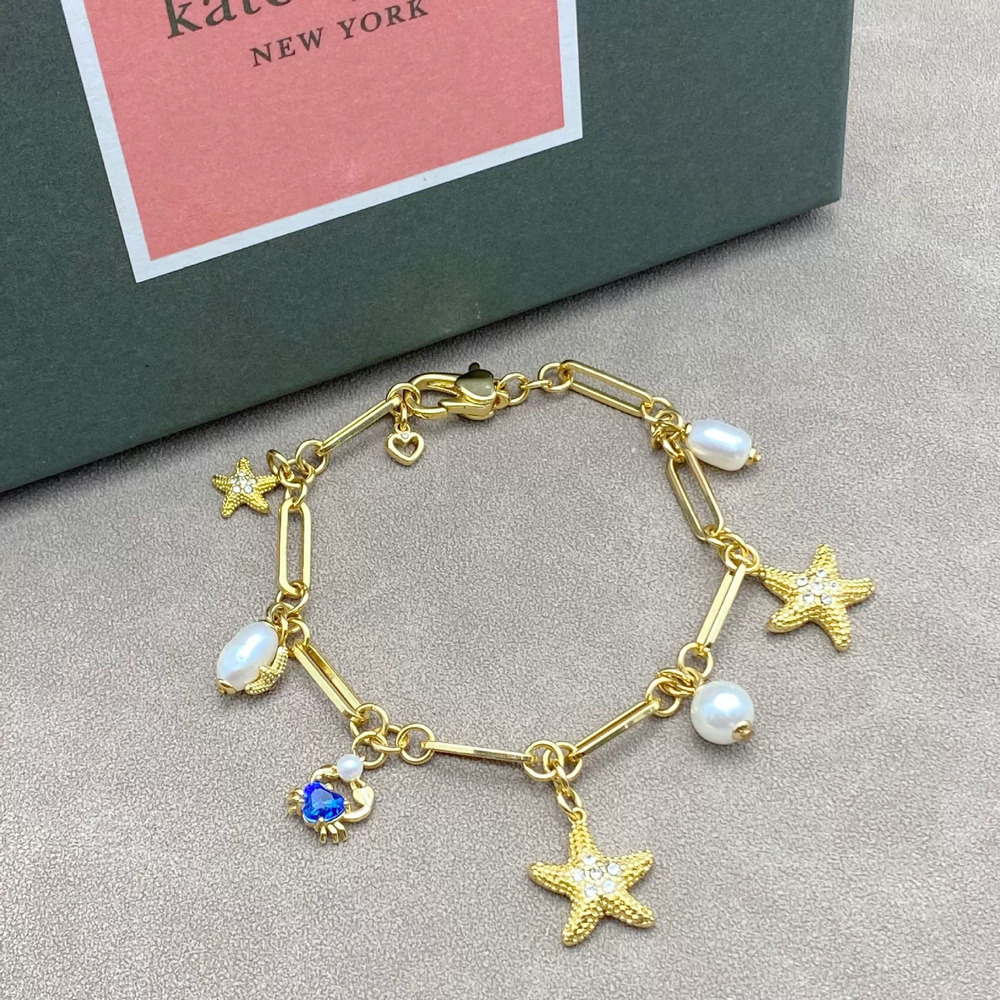 kate spade Starfish Rhinestone Natural Freshwater Pearl Bamboo Chain Necklace